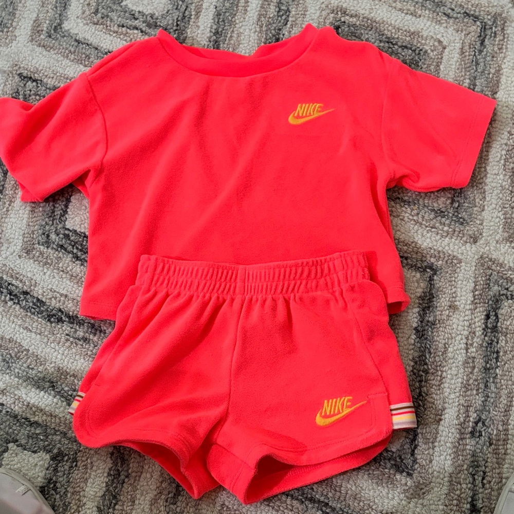 Nike Kids Bright Red Set with Yellow Logo